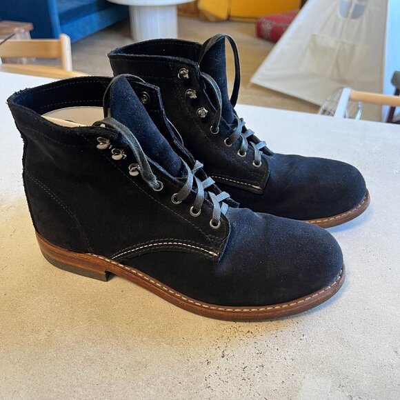 Wolverine 1000 Mile Black Suede Boots M7.5 W9.5 - Picture 1 of 5